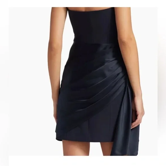 CINQ A SEPT Kennith Side-Tied Strapless Cocktail Dress in dark navy - Picture 3 of 3